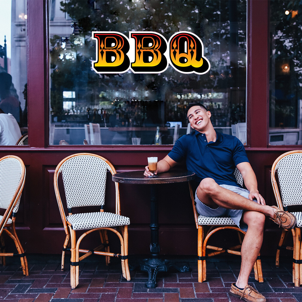 Food Truck Decals Bbq Style B Restaurant & Food Concession Concession Sign Black