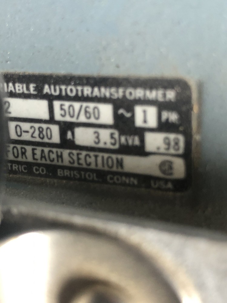 SUPERIOR ELECTRIC POWERSTAT VARIABLE AUTO TRANSFORMER TYPE 216BT-2 UNTESTED