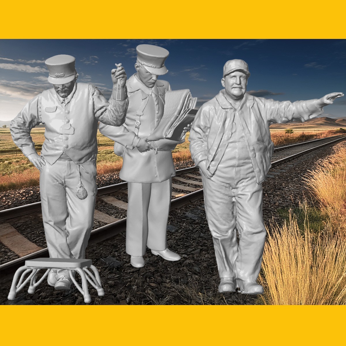 THE LATEST O SCALE EVERYDAY FIGURES (BATCH D)  1/48 RESIN RAILROAD EMPLOYEES