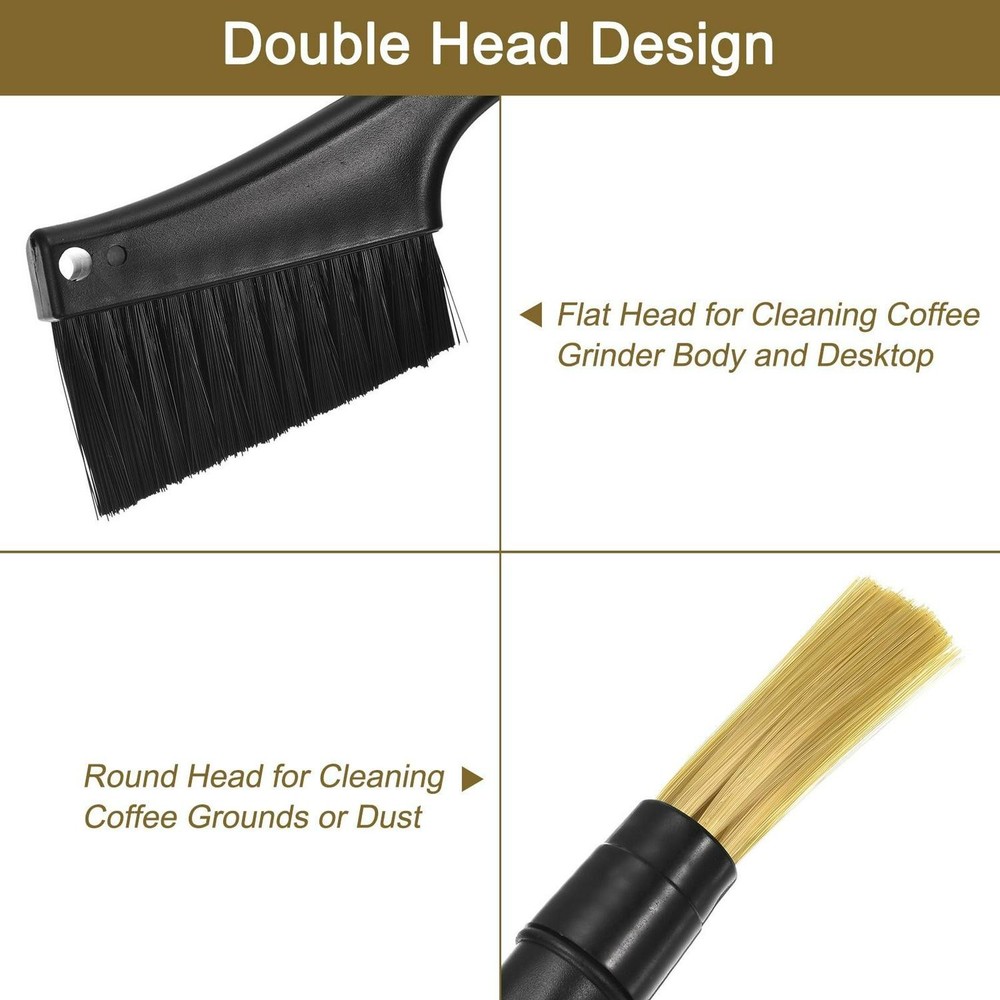 Coffee Machine Cleaning Brush, Plastic Double Head Removable Brush - Black