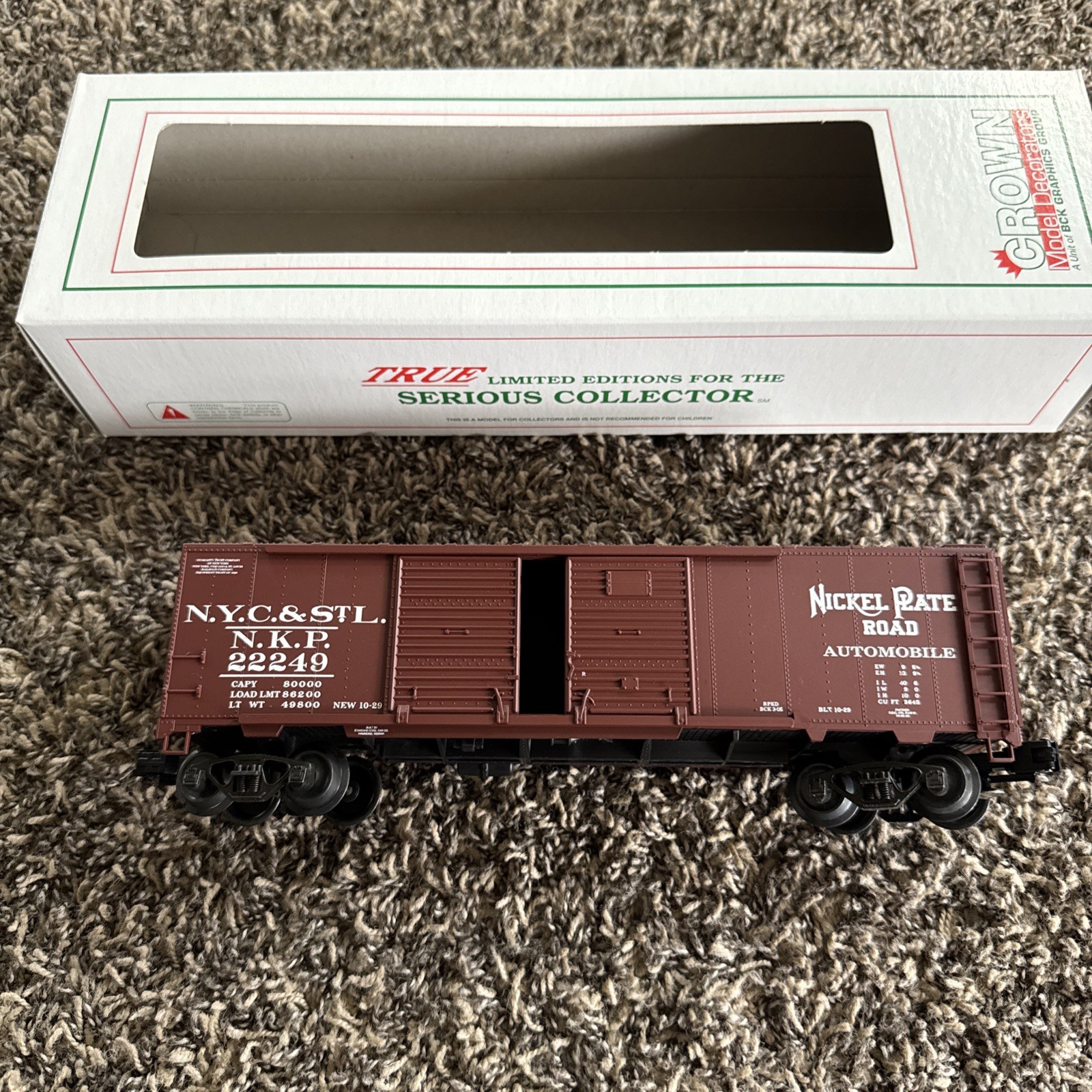 Crown Model Decorator-Ltd Nickel Plate Road (NKP) boxcar CUSTOM RUN! O Scale.