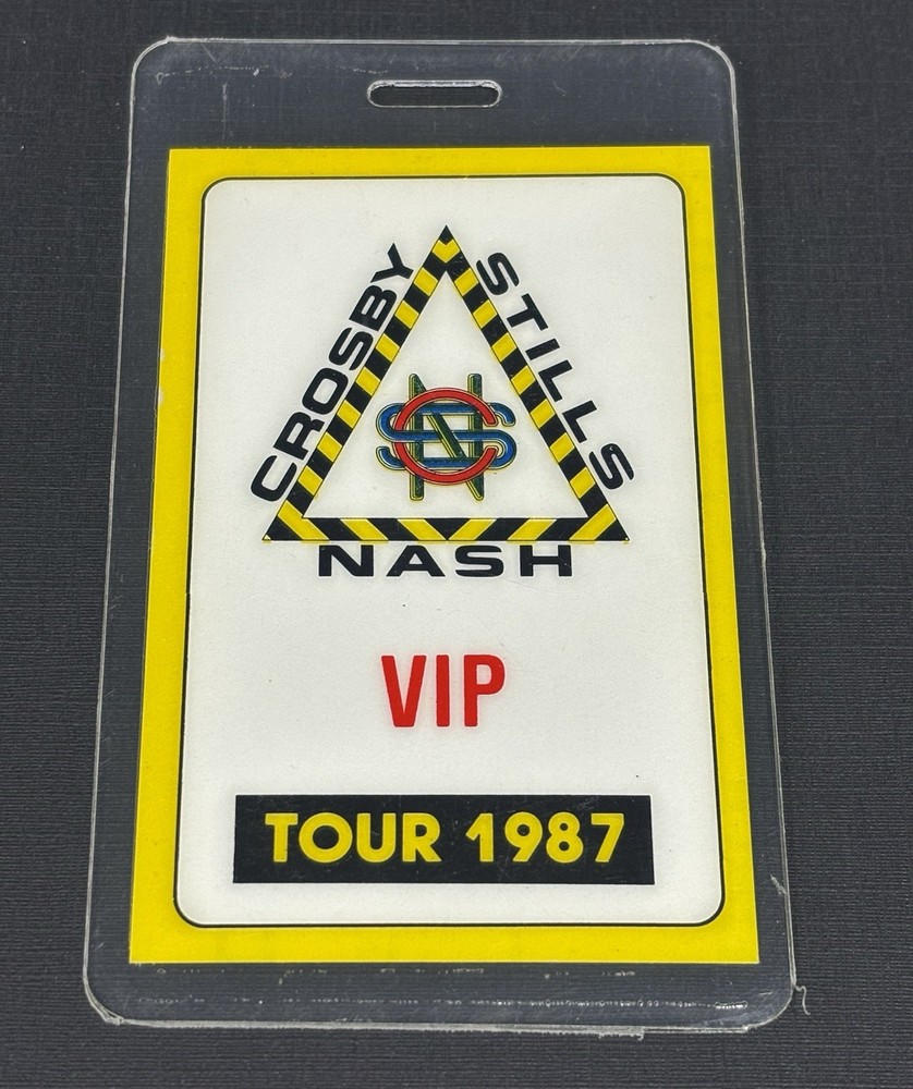 1987 Crosby Stills & Nash VIP Concert Tour Laminated Backstage Pass!
