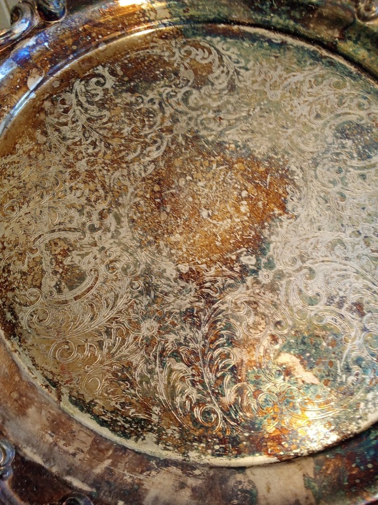 12" Vintage Ornate Silverplate Tray