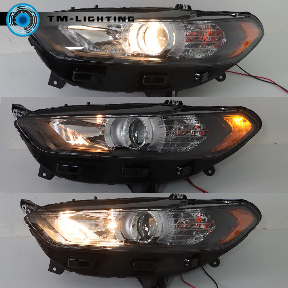 For 2013-2016 Ford Fusion Headlight Headlamps Assy Black Halogen Left&Right Side