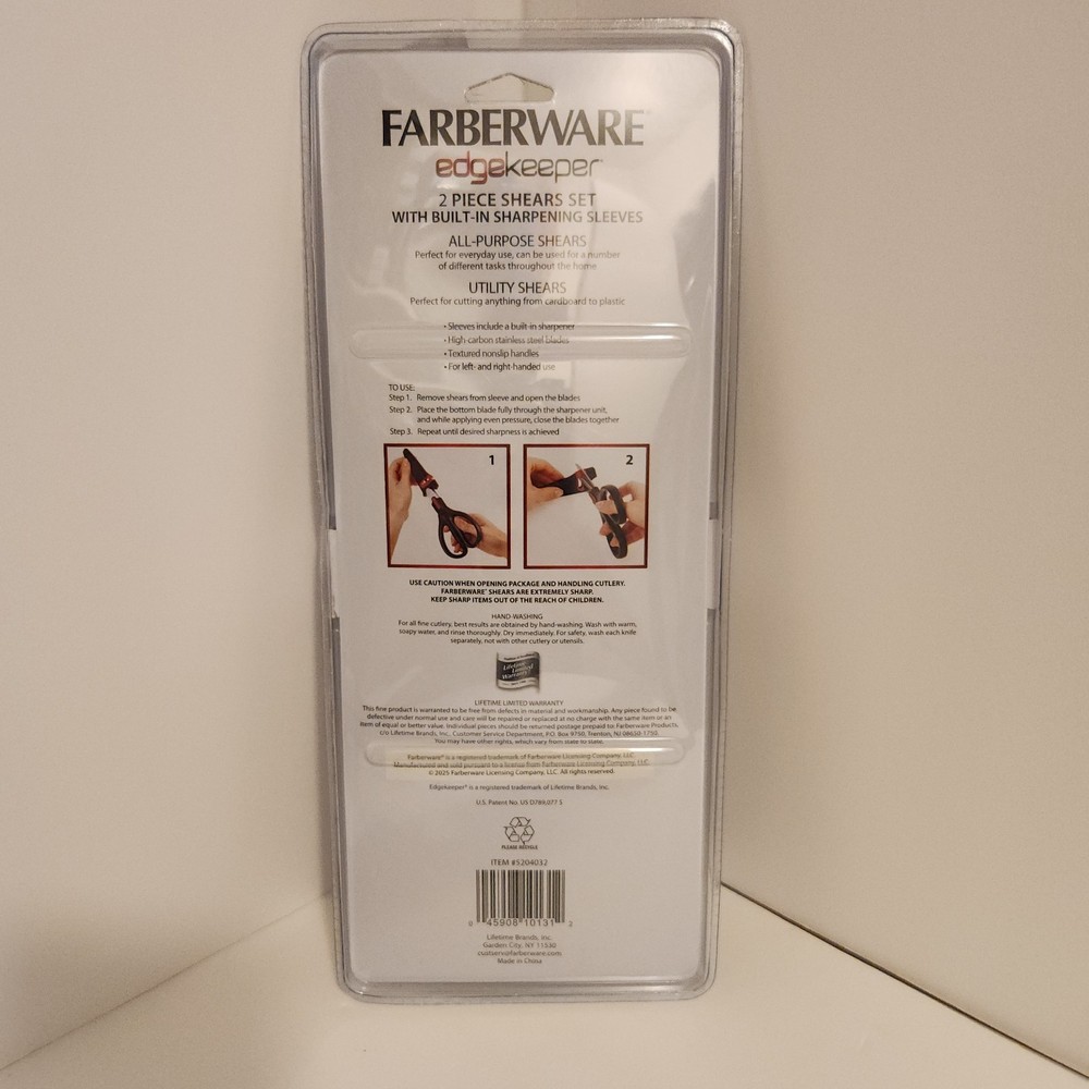 Farberware Edgekeeper Shears Set w/ Built-in Sharpener - 2 Piece Black