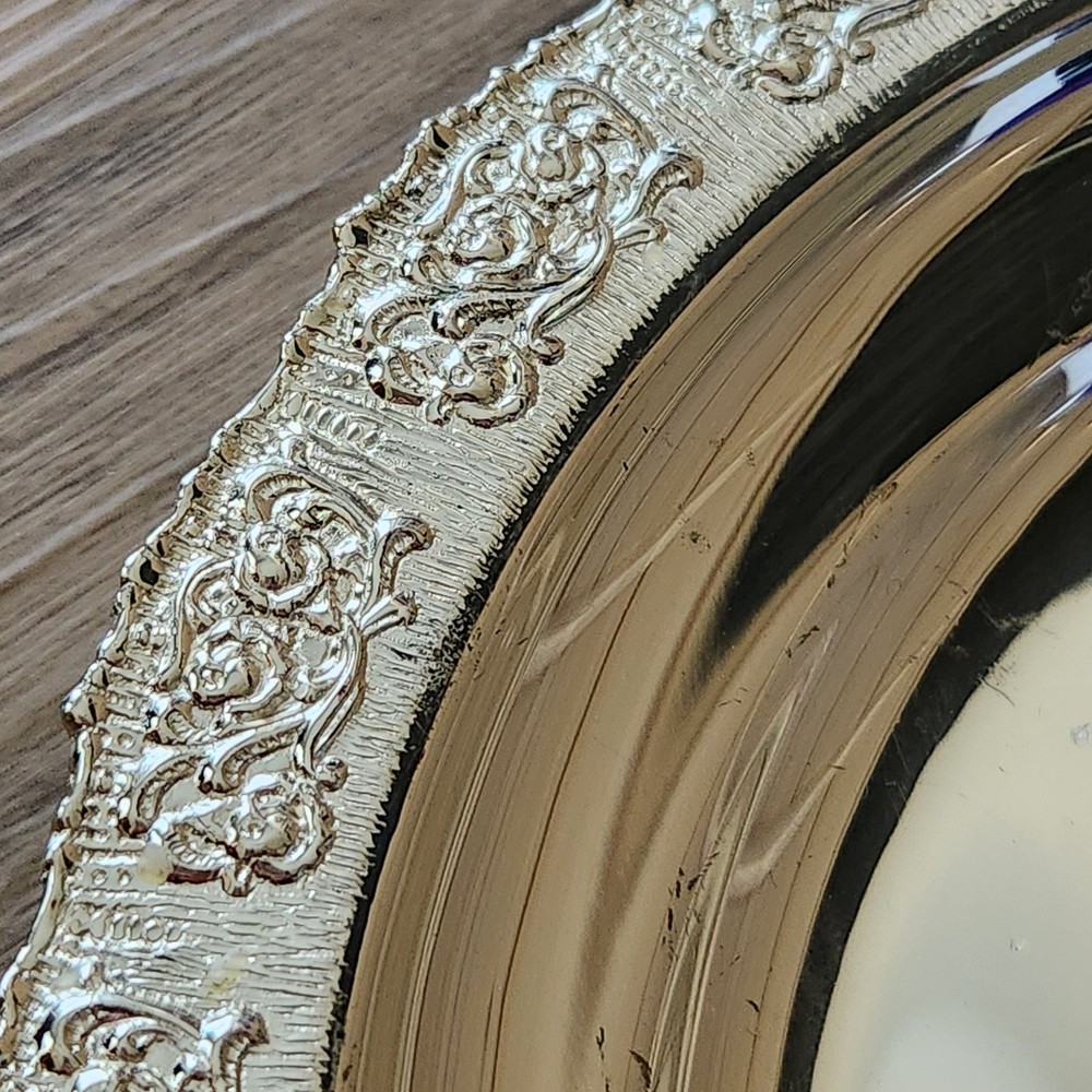 Silver Plated Round Tray Plate Nut Candy Serving Dish Vintage Silverplate 8.5"