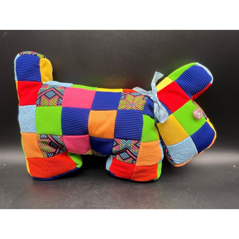 Vintage 1970's Patchwork Handmade Stuffed Dog