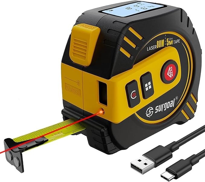 2-in-1 Laser Tape Measure 262ft – Digital Measuring Tape with LCD Display