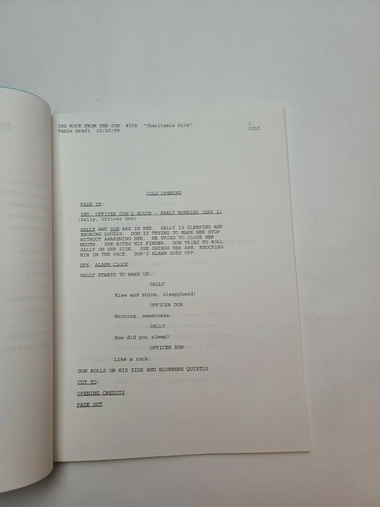 3RD ROCK FROM THE SUN / David Sacks 1999 TV Script, Simbi Kali "Charitable Dick"