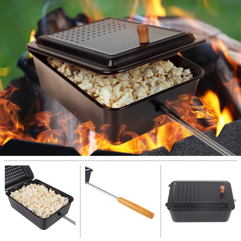 Campfire Popcorn Popper - Old Fashioned Popcorn Maker with Nonstick Finish and E