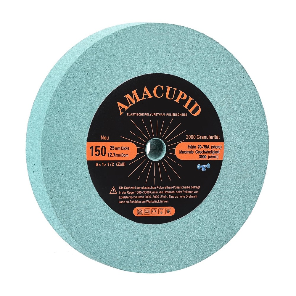 Elastic Polyurethane Buffing Wheels 6 Inch 2000 Grit. for Mirror Polished Sta...