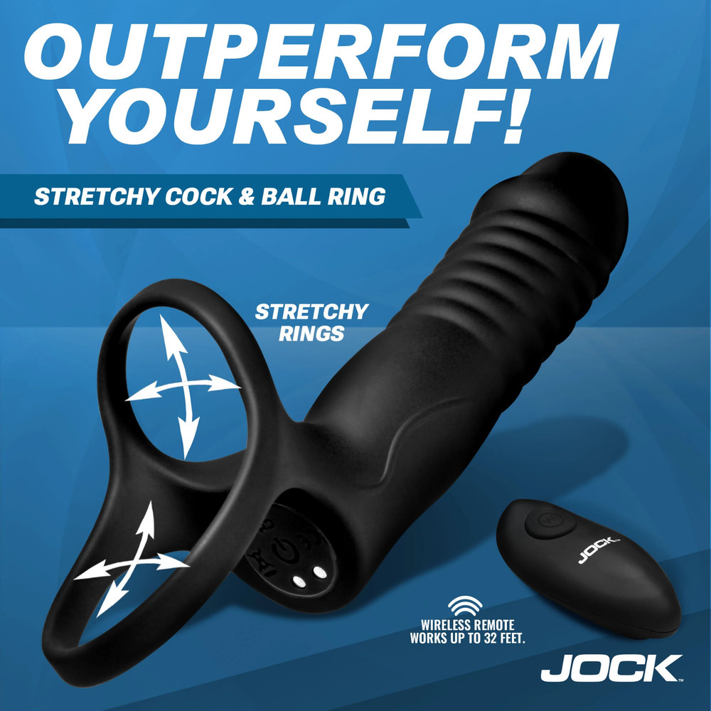 Remote-Control Silicone Thrusting and Vibrating Double Penetration Penis Ring