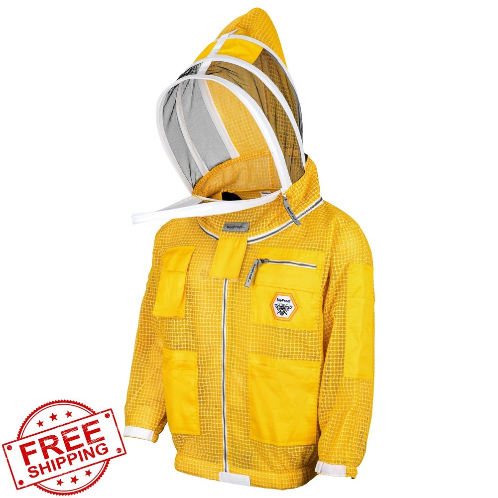 Bee Proof Beekeeping Jacket Veil, 3-Layer Ventilated, Size M