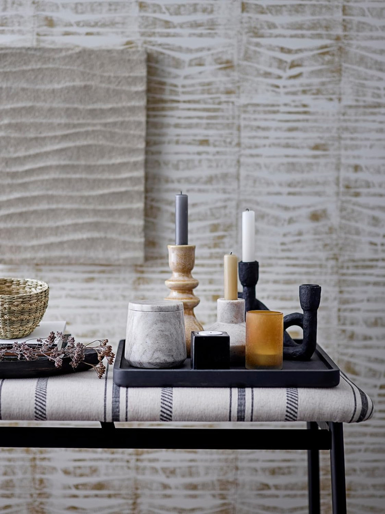 Decorative Resin Double Taper Candle Holder, Black