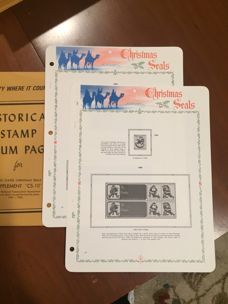 1 New Package of 2 White Ace Pages-Topical's-Christmas Seals CS-10