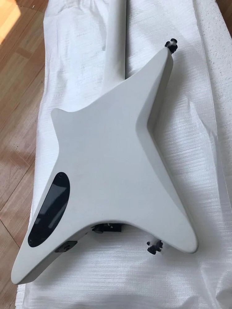 High Quality Custom 6 String Headless Electric Guitar Matte White Black Hardware
