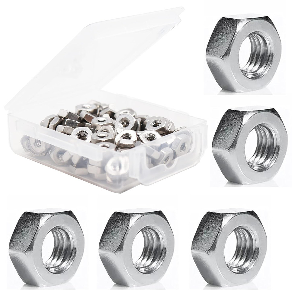 100Pcs #6-32 304 Stainless Steel Hex Nuts Lock Nuts