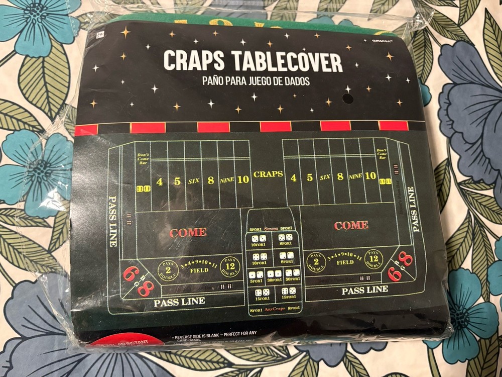 Green Felt Craps Game Table Cover 3x6 Ft