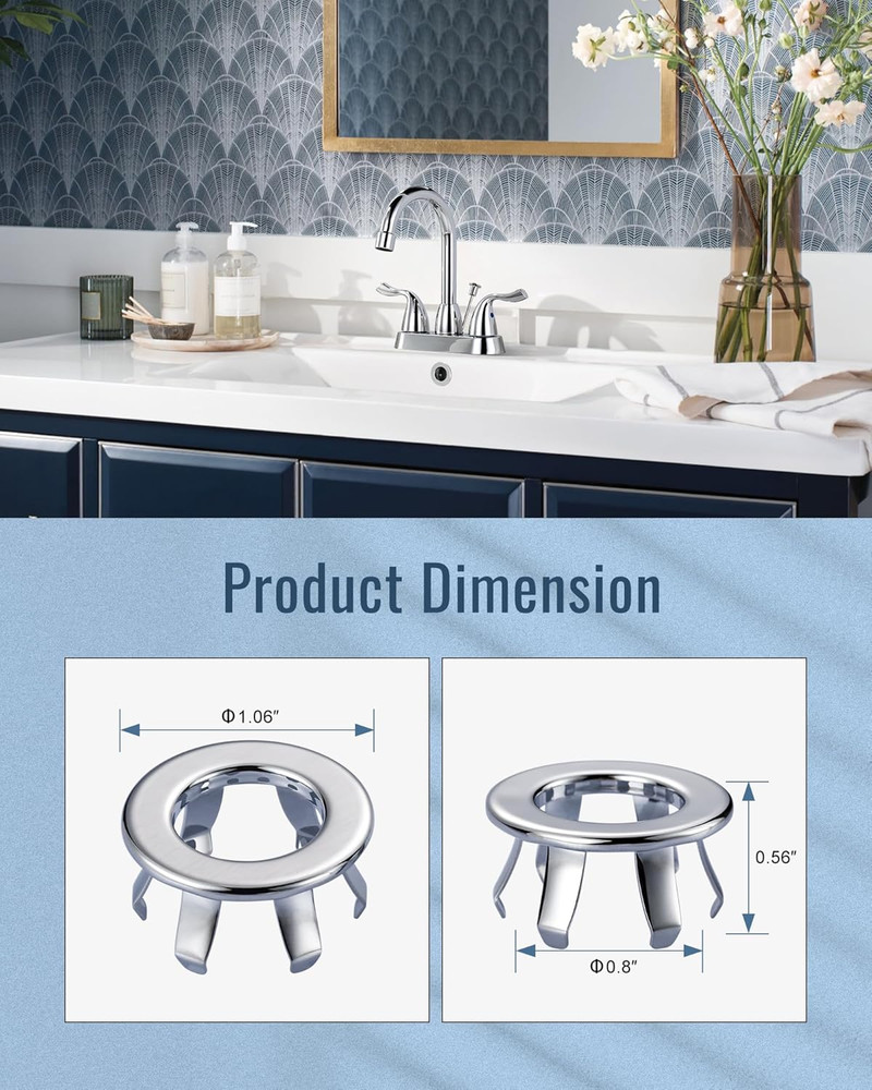 Sink Overflow Ring Chrome: 2 Pack Solid Brass Bathroom Vessel Sink Overflow Cove