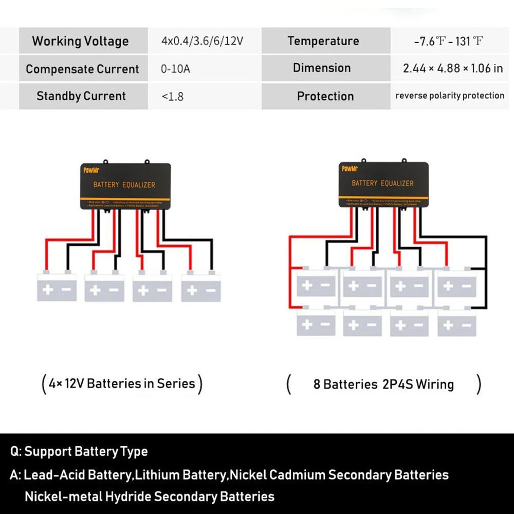 48V Battery Equalizer Voltage Balancer for Lead Acid Lithium Batterries Parallel