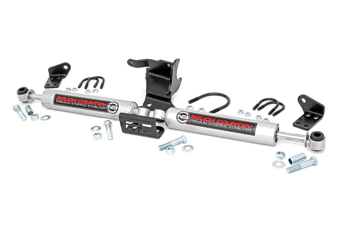Rough Country N3 Dual Steering Stabilizer for Jeep Wrangler JL  Gladiator JT