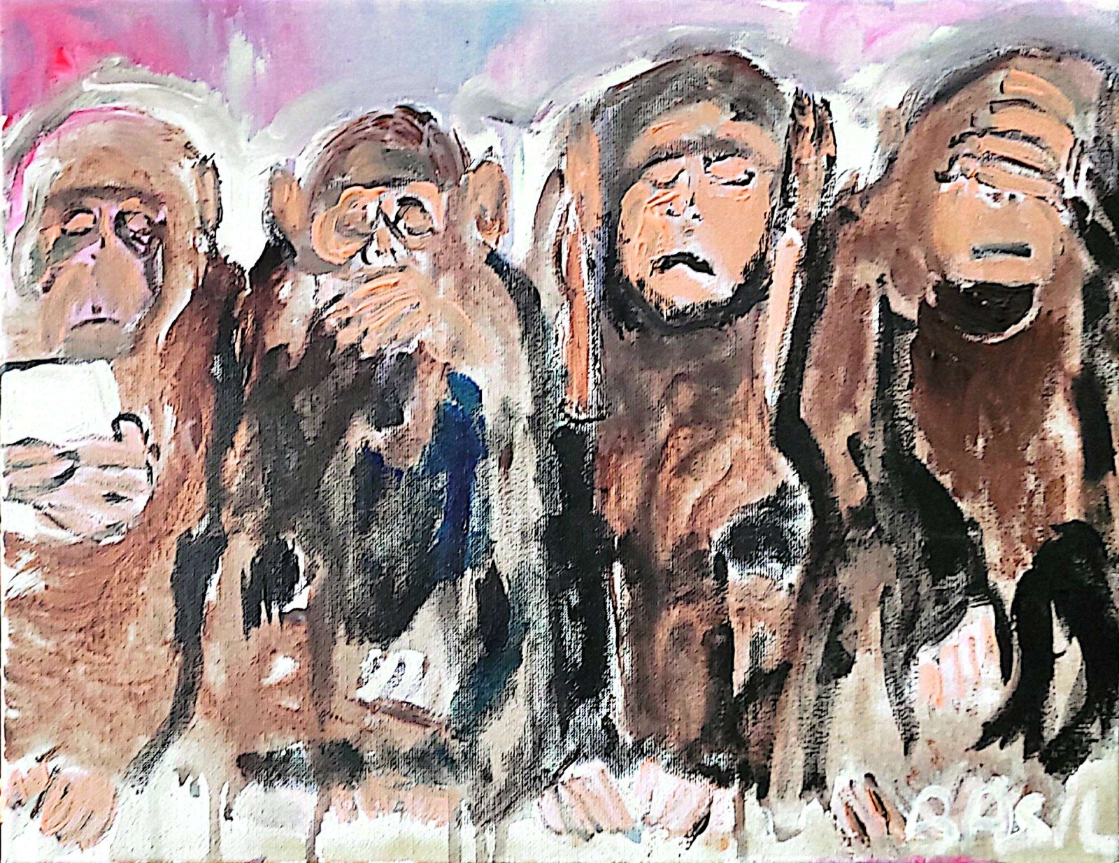 Monkeys Of Social Media Cringe Unique Abstract Expressionism Art Canvas 11x14