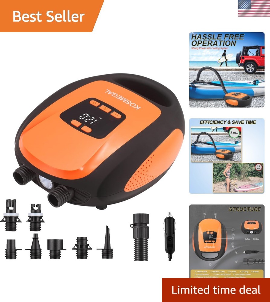 Electric Paddle Board Pump, 20PSI SUP Air Compressor with Auto-Off & LED Display