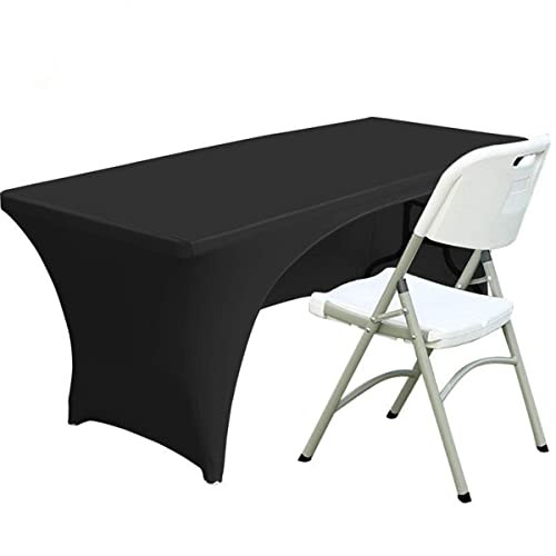 Spandex Table Cover 4 ft. Fitted Polyester 48" x 24" (Rectangular) Black