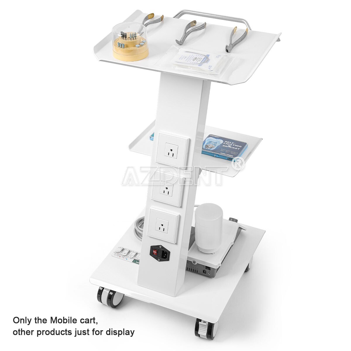 AZDENT Mobile Dental Cart Trolley Cabinet/Portable Delivery Unit Air Compressor