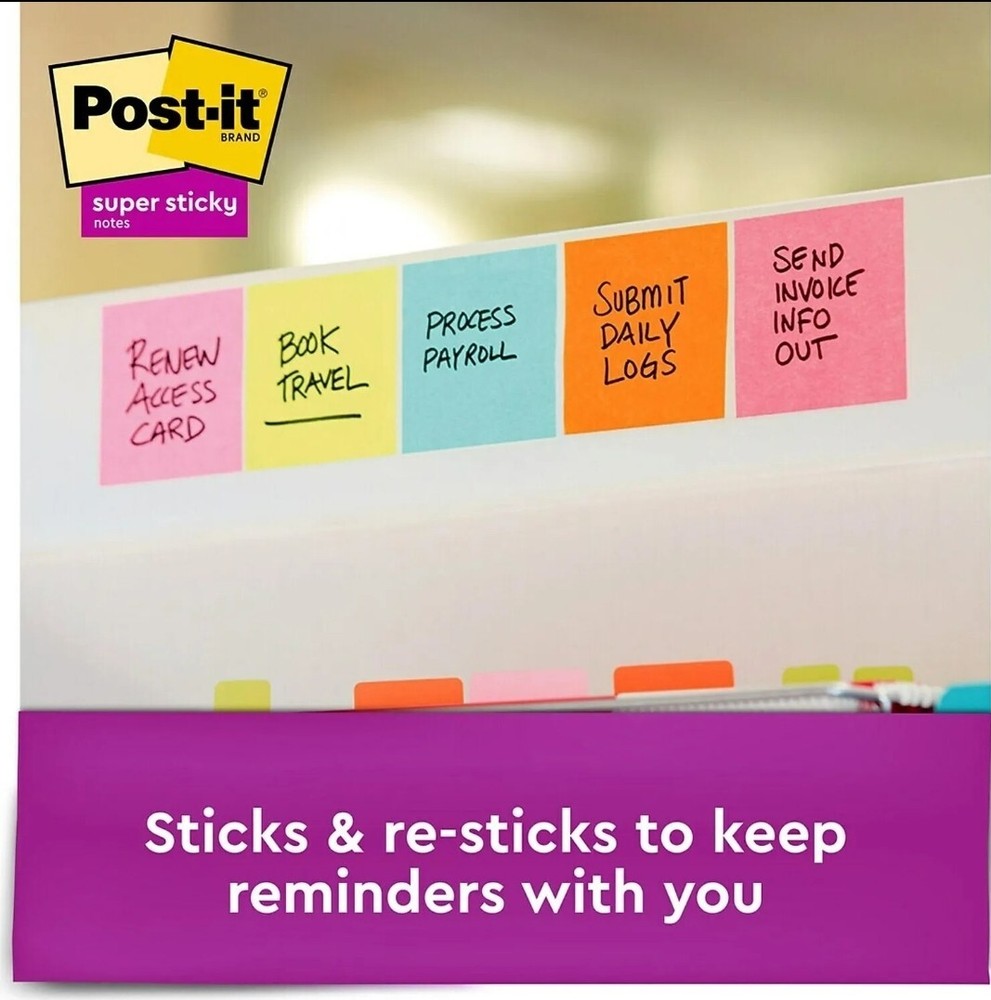 Post-it Super Sticky Notes 3 x 3 Miami 654-15SSMULTI2