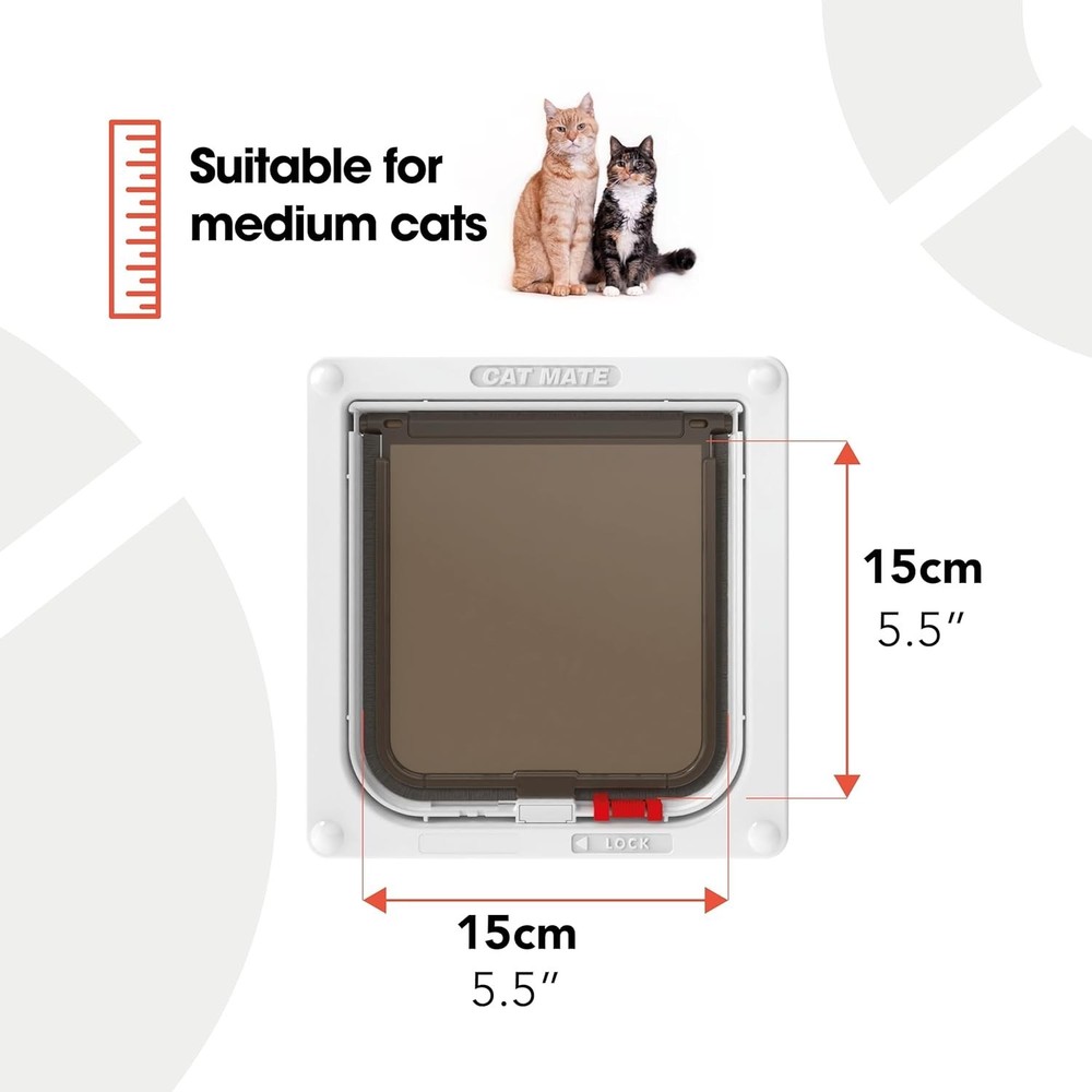 2-Way-Locking Cat Flap 304 - Secure Lockable Door for Small to Medium Sized C...