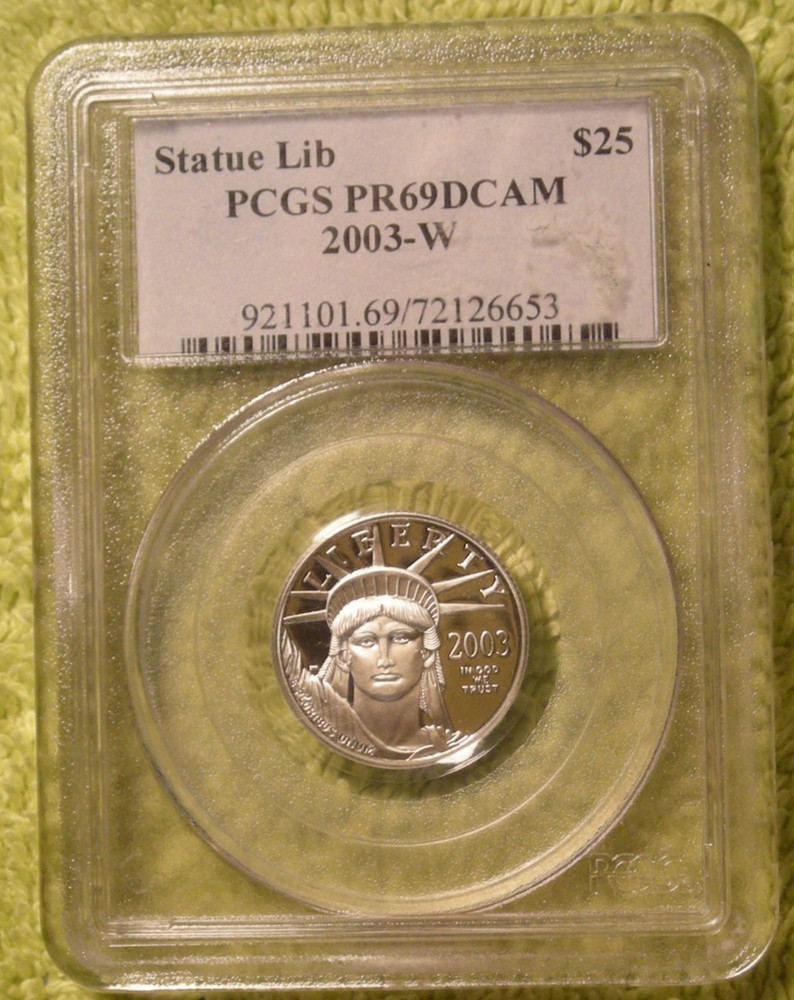 2003-W U.S. Proof Platinum Eagle 1/4 oz PCGS PR69DCAM $25