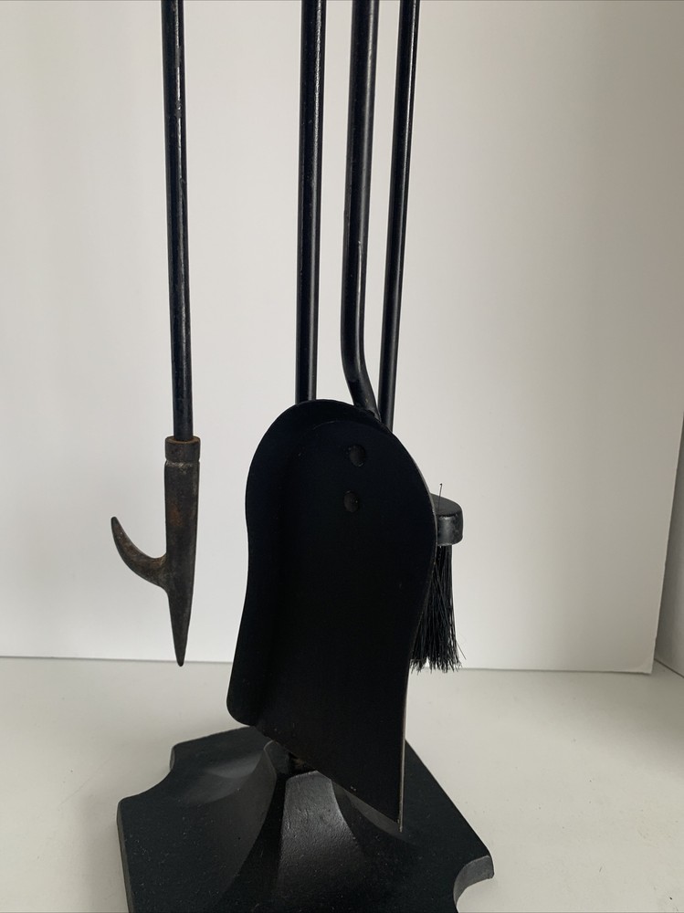 Fireplace Tool Set Black Iron Heavy