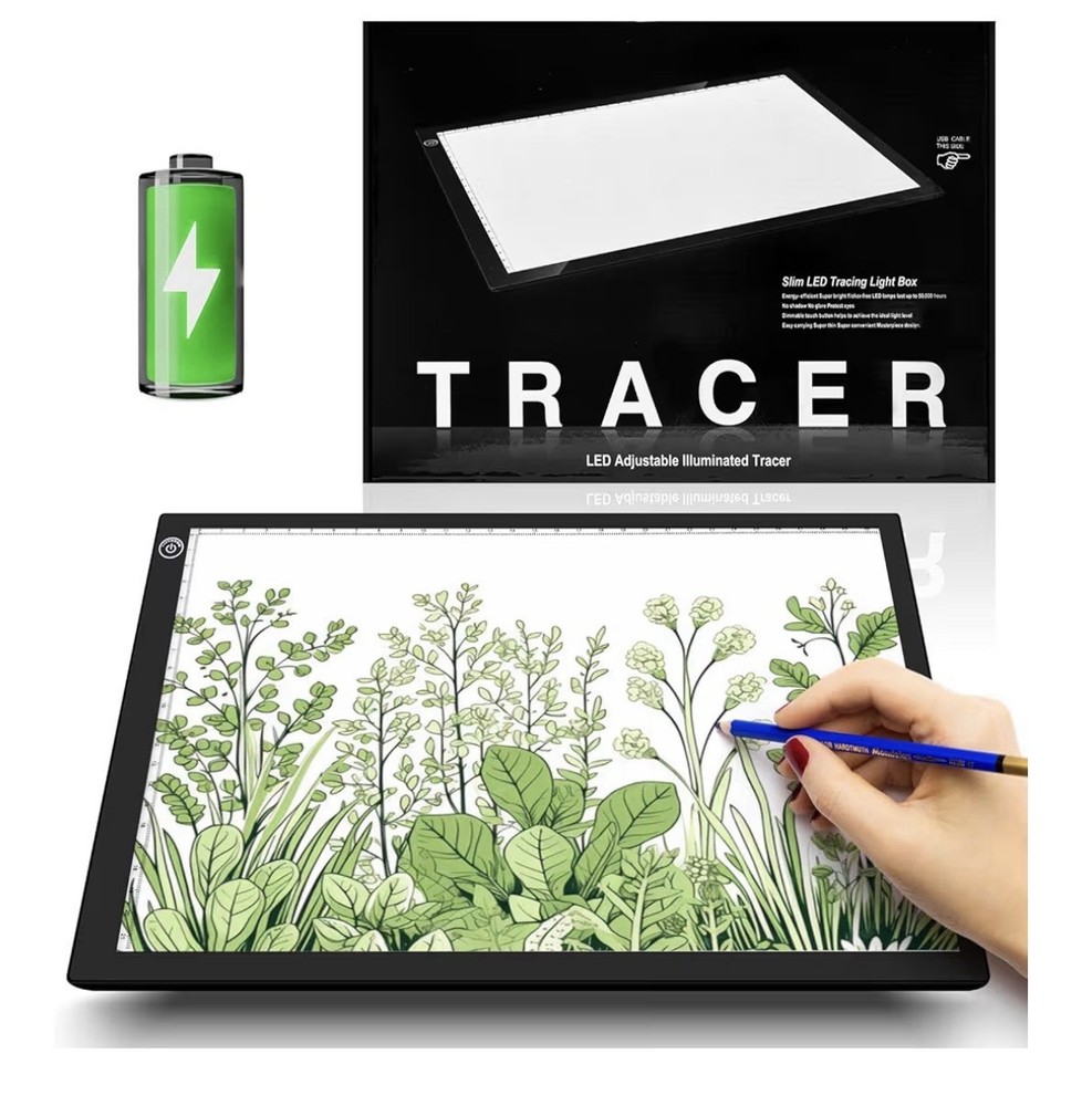 LED Rechargeable Tracing Light Pad A4 Adjustable Brightness USB Wireless