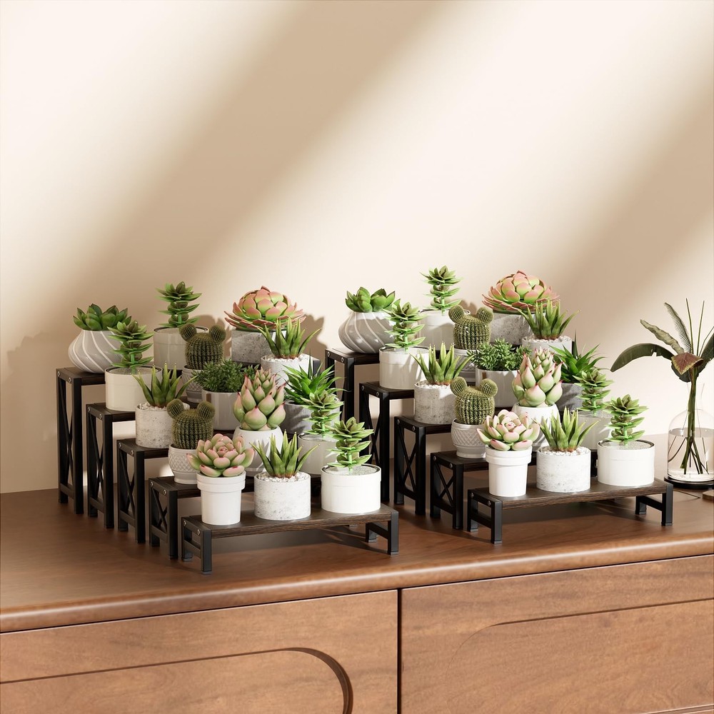 Stackable Wooden Cologne Organizer for Men, 5-Tier Tray Risers Display Makeup...