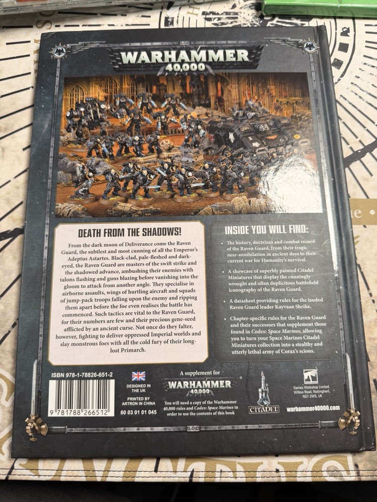 Warhammer 40k, Raven Guard Codex Supplement, Hardback Edition, Games Workshop