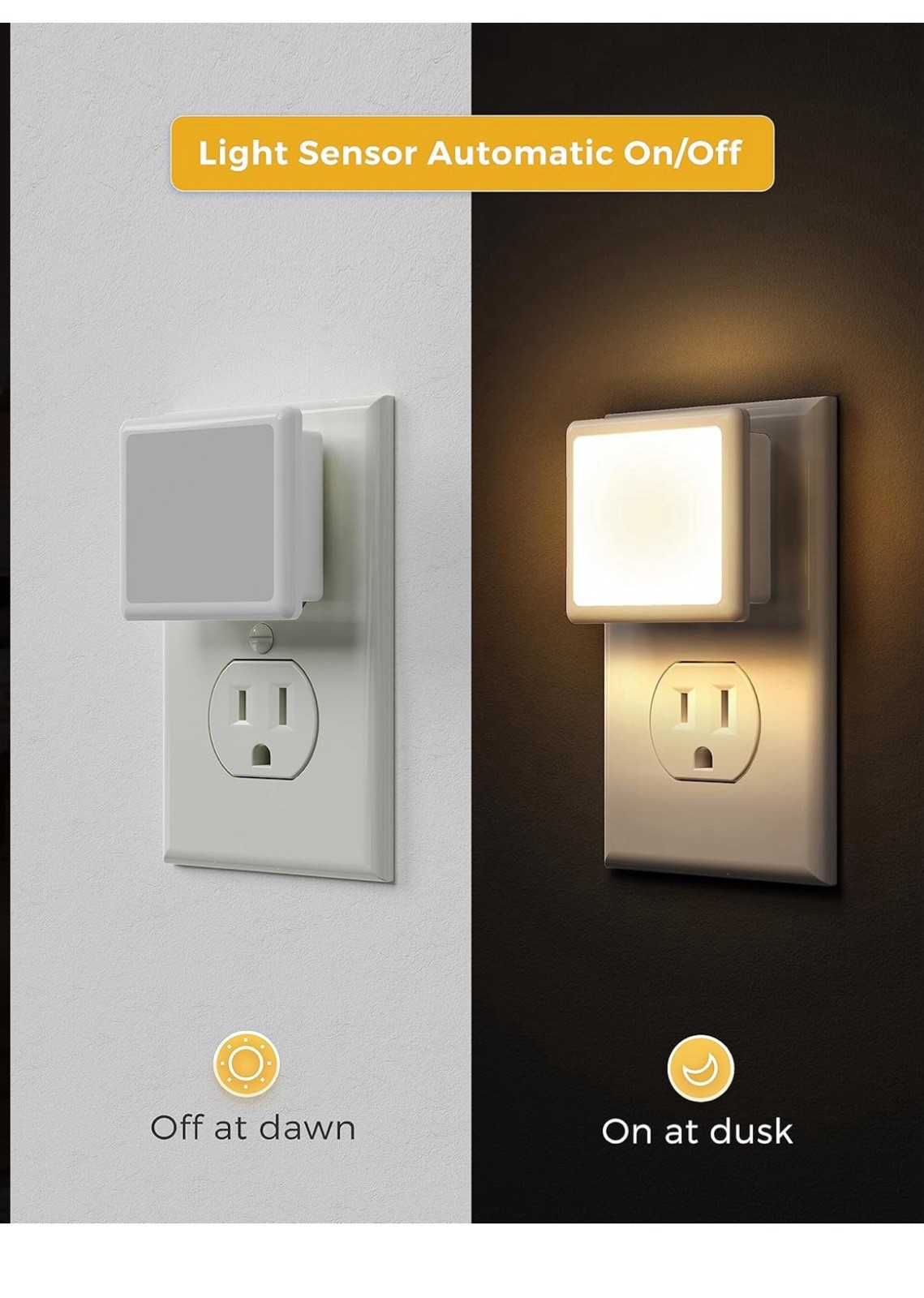 L LOHAS LED Night Lights Plug into Wall 2-Pack, 0.3W in 2 PACK, 3000K