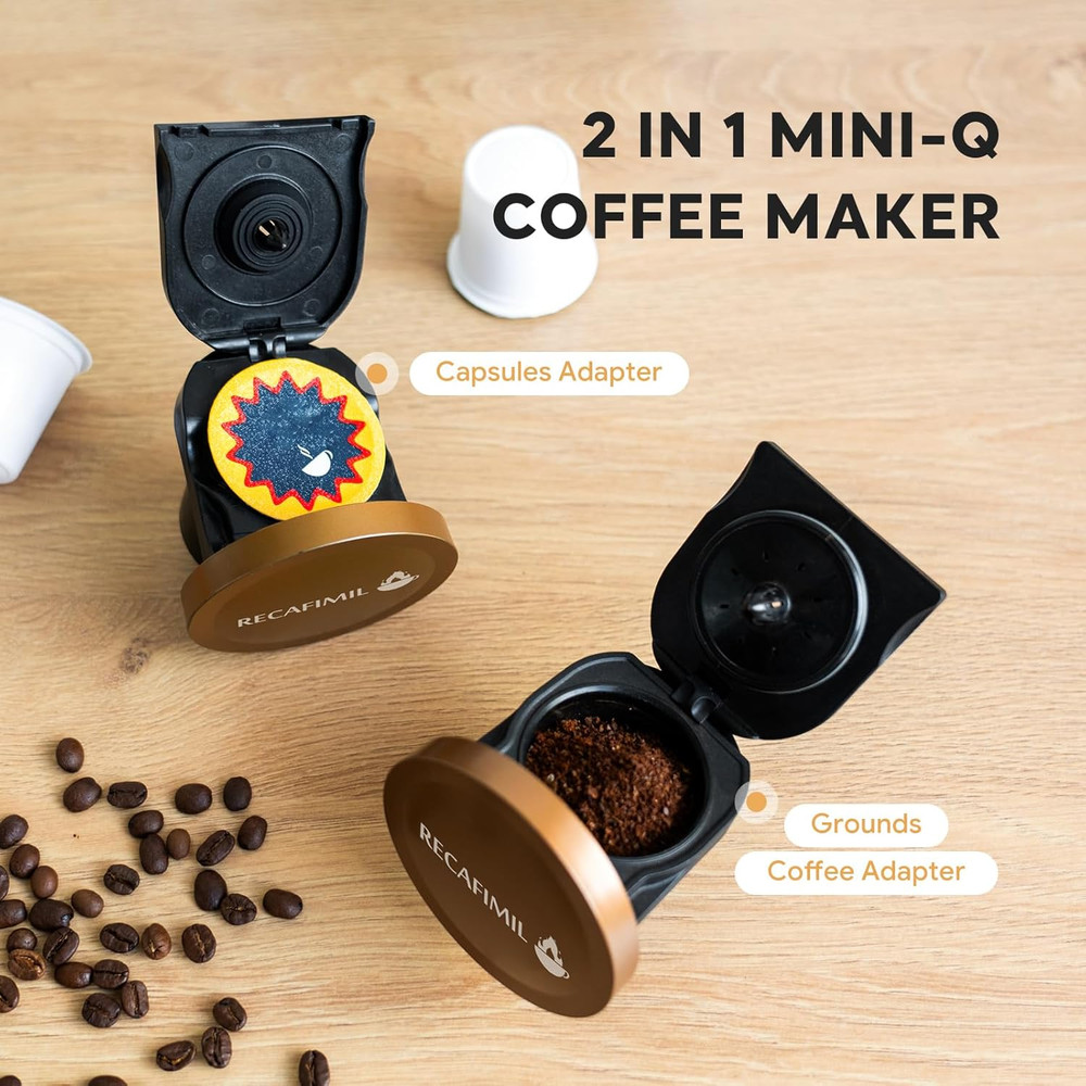 Compact Single Serve Coffee Maker for K Cups & Grounds, Fast 2-Minute Brew