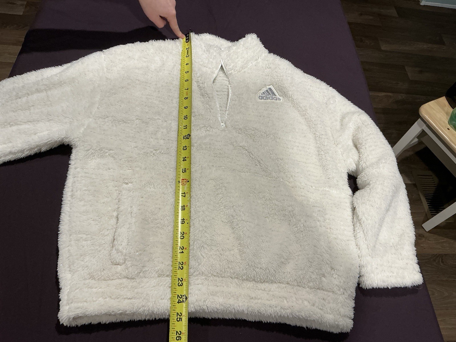 White Glitter Adidas Girls Jacket Size 16 XL