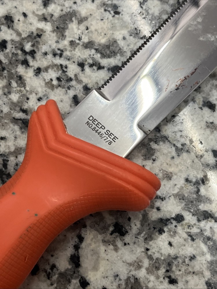 DEEP SEE Diving Knife & Sheath Stainless Blade Orang