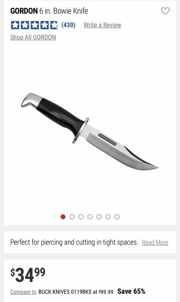 GORDON 6 in. Bowie Knife