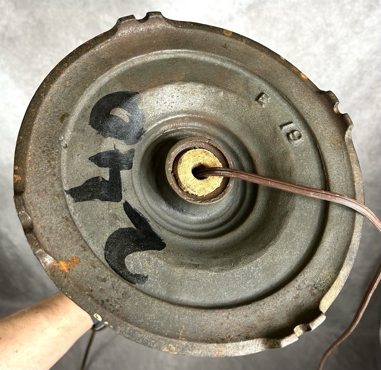 Antique Art Deco Floor Lamp Bridge Arm Unique Painted Wood Column Cast Iron 5 Ft