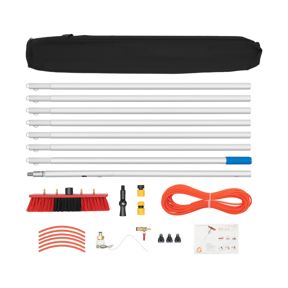 Window Solar Panel Cleaning Extendable Telescopic Pole Water Fed Brush Washer