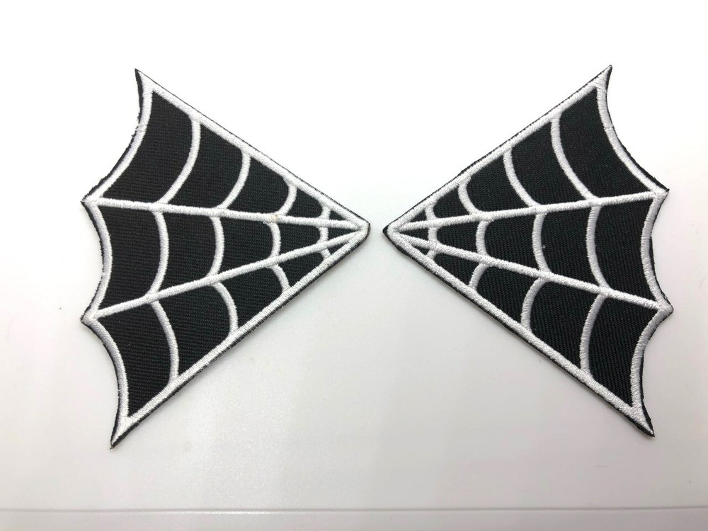 Pair - Spiderweb Collar Iron-On/Sew-On Embroidered Patch