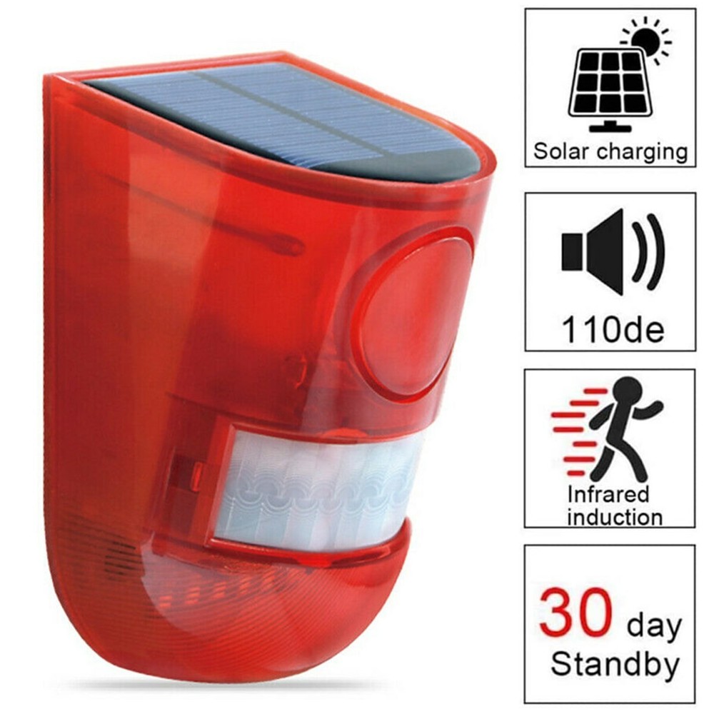 LED Light Solar Strobe Light Solar Alarm Wireless Motion Sensor Detector Outdoor