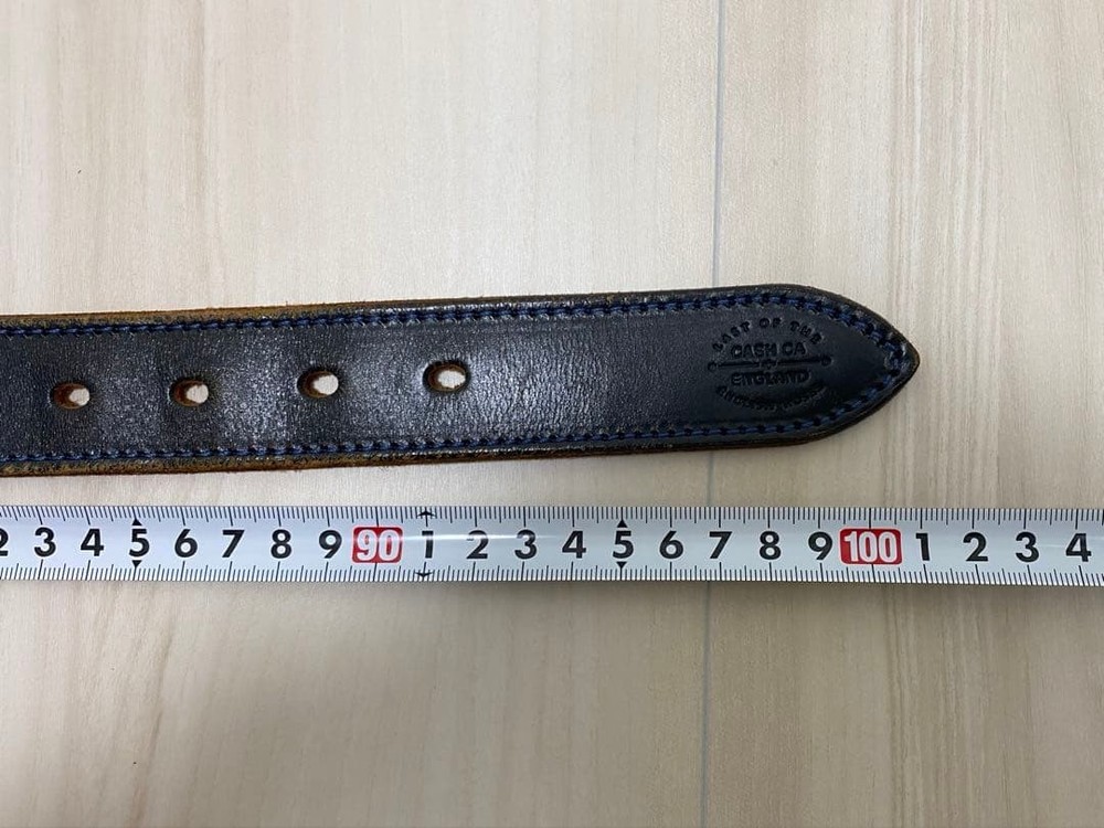 CASH CA Leather Belt Navy Men Authentic EX
