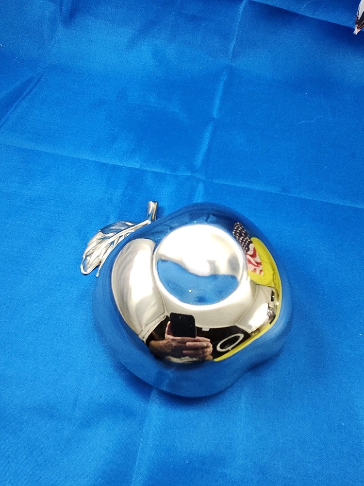 Silver Plate Apple Trinket Dish Candy Nut Bowl Apple Shaped Silver plated Dish