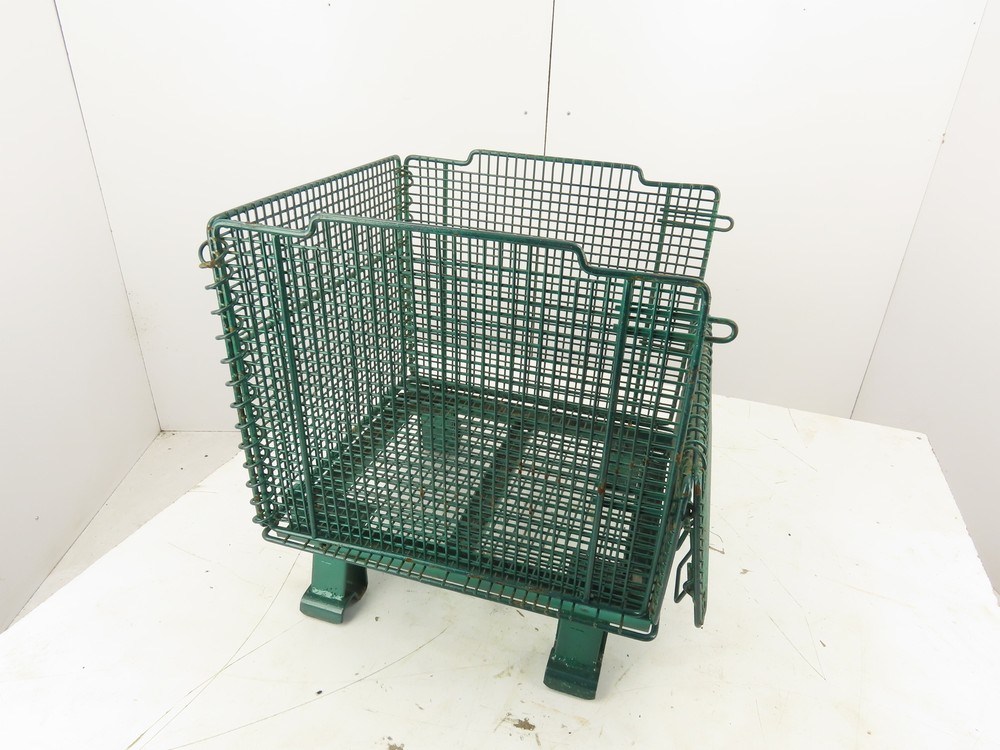 Miniature Collapsible Folding Stackable Industrial Wire Baskets 18"x20"x16"Green