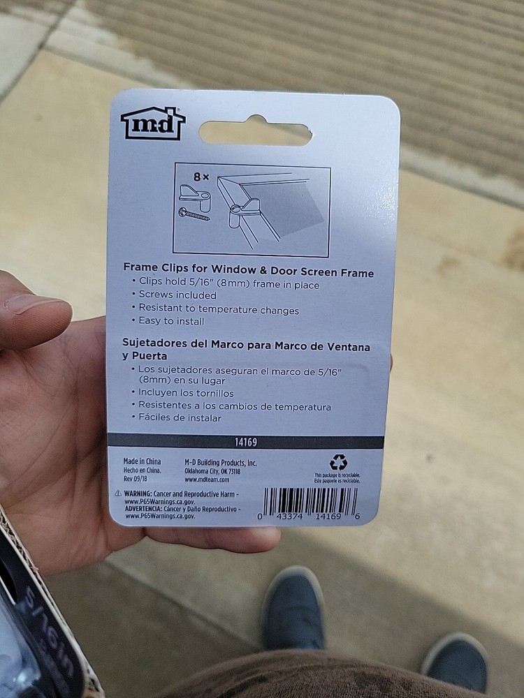 MD Frame Clips 8 Pack 5/16 For Screen Frame