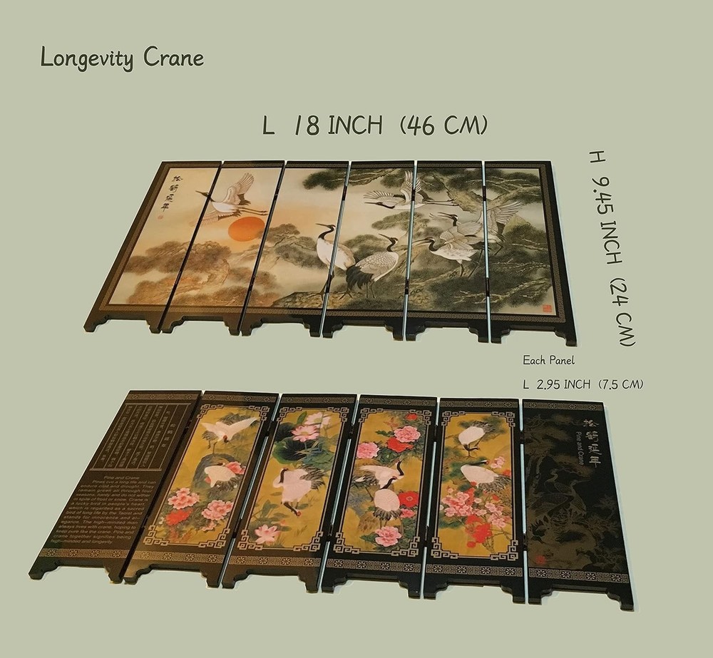 Decorations The Home 6 Panel Divider Mini Folding Screen Chinese Lacquerware